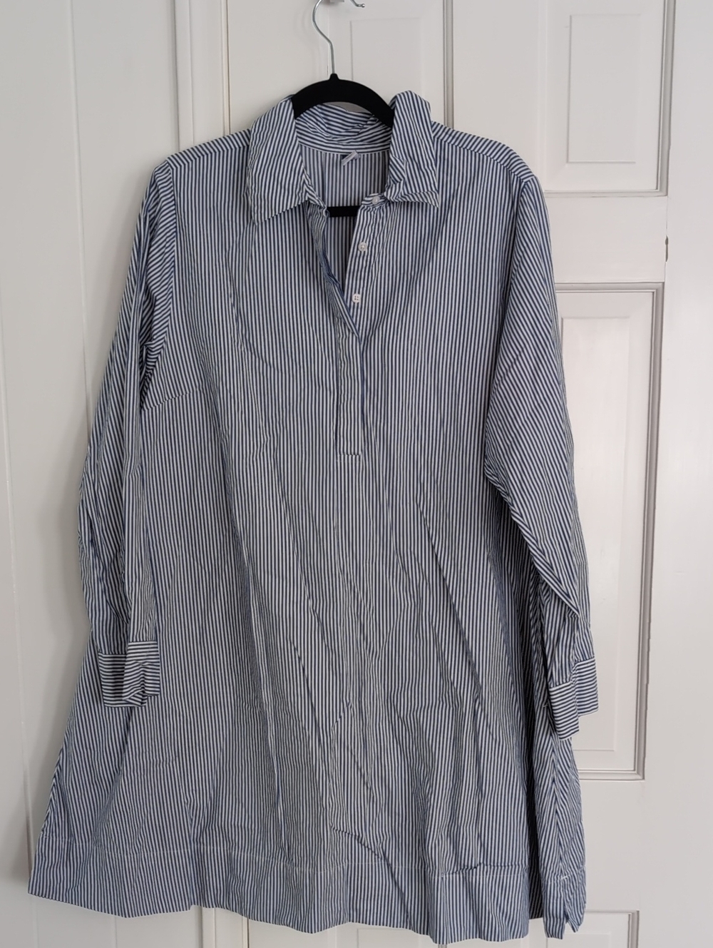 Old Navy Blue & White Striped Popover Shirt Dress